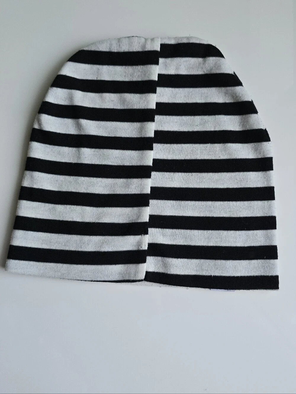 Black & White Striped, Navy Kids Beanie Soft Lightweight